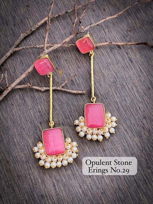 4 Designer Wedding Wear Opulent Stone Earrings Manufacturers
